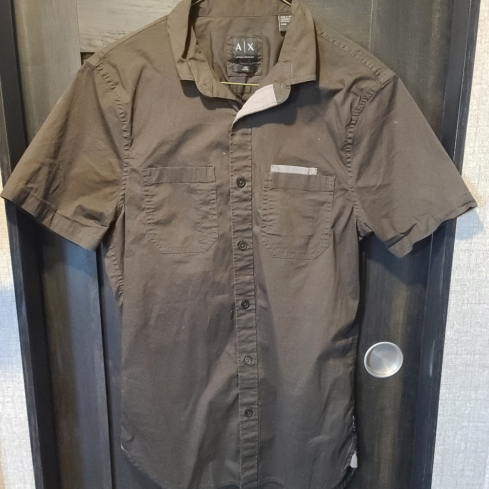 Armani Exchange Army Green Button Up